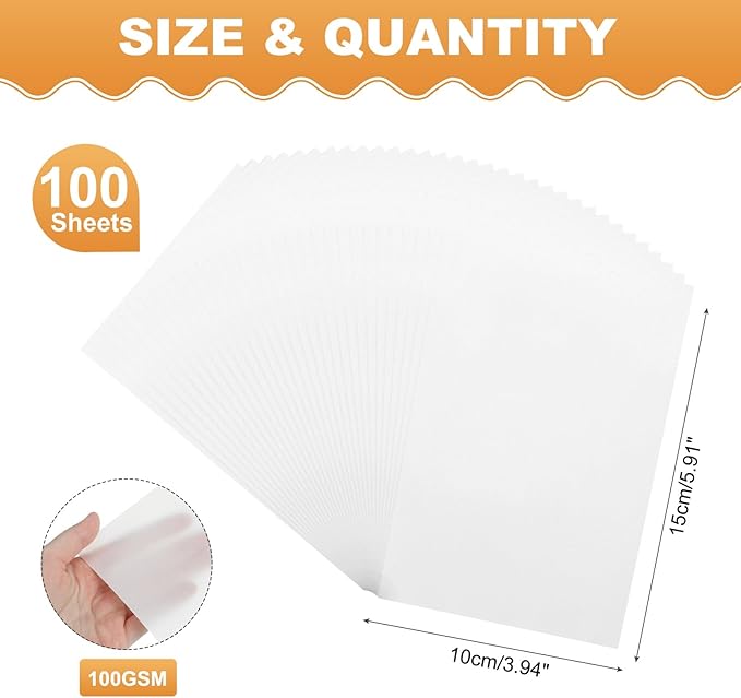 MECCANIXITY 100 Sheet Colored Vellum Paper 4" x 6", 100gsm Translucent Printable Vellum Sheets for Printing Wedding Invitations Inkjet Laser Printer, Silver