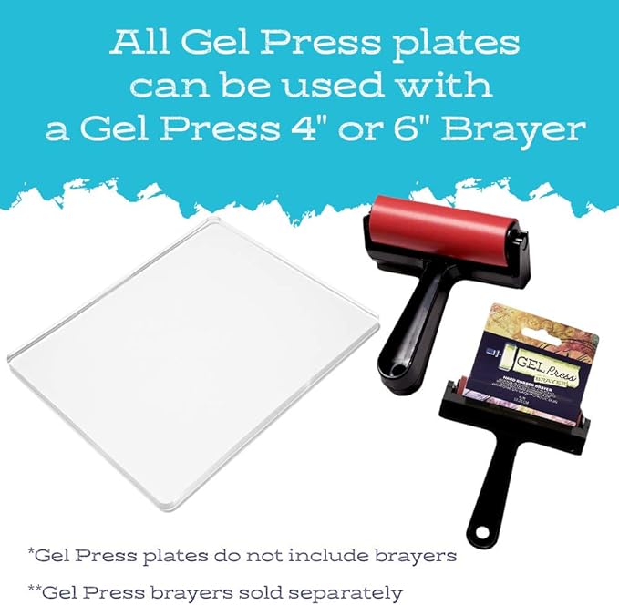Gel Press Monoprinting Print Plate - 12” X 14” Gel Plate - Printmaking Supplies - Reusable Gel Printing Plate for Press Art for Card Making, Scrapbooking, Journaling, Arts and Crafts, Home Decor