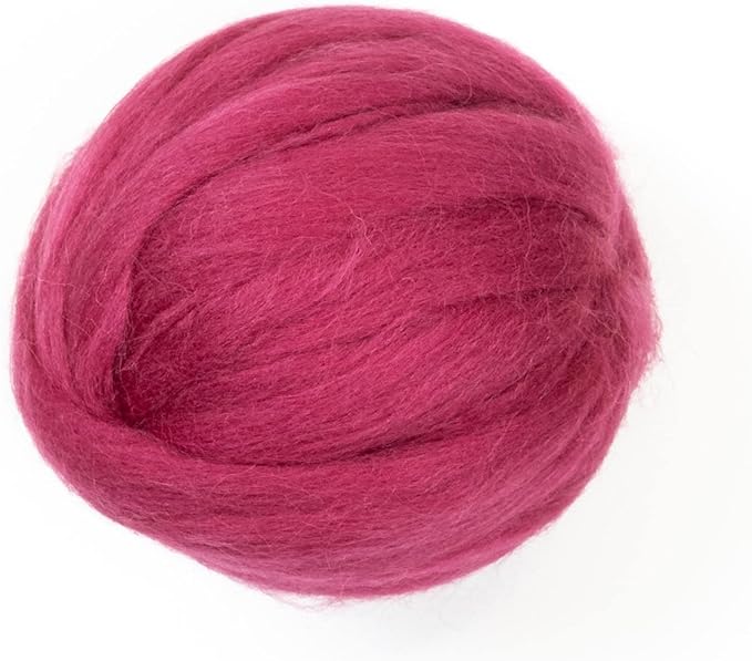 Colored Natural Wool roving, 8 OZ. Best Wool for Needle Felting, Wet Felting, handcrafts and Spinning. (Red Wine)