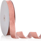 1" X 20 Yards Rose Gold Velvet Ribbon for Christmas Tree Wreath Decoration Handmade Crafts Ornaments Gift Wrapping & Bow Making