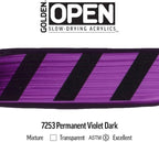 OPEN Slow-Drying Acrylics by GOLDEN, Permanent Violet Dark, 2 fl oz. tube, Professional Acrylic Paint, Transparent
