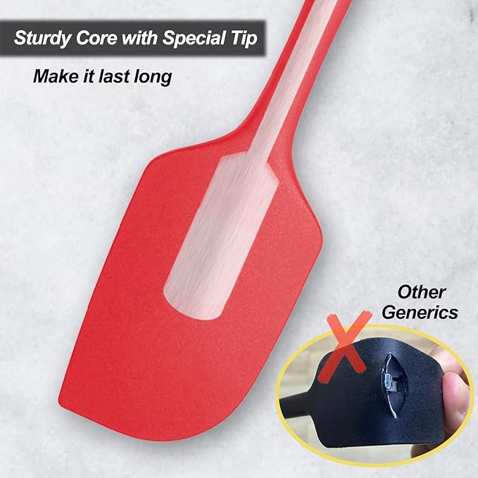 3 Pack Large Silicone Spatula for Kitchen,600°F Heat resistant Rubber Spatulas for Baking,Cooking, Scraping,and Mixing,Non Stick Kitchen Utensils, BPA Free, 11.2 IN, Red