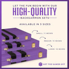 Get The Games Out Backgammon Set, Classic Board Game Case, 2 Players, Includes Strategy & Tip Guide, Perfect for Parties and Family Game Nights -Small, Purple