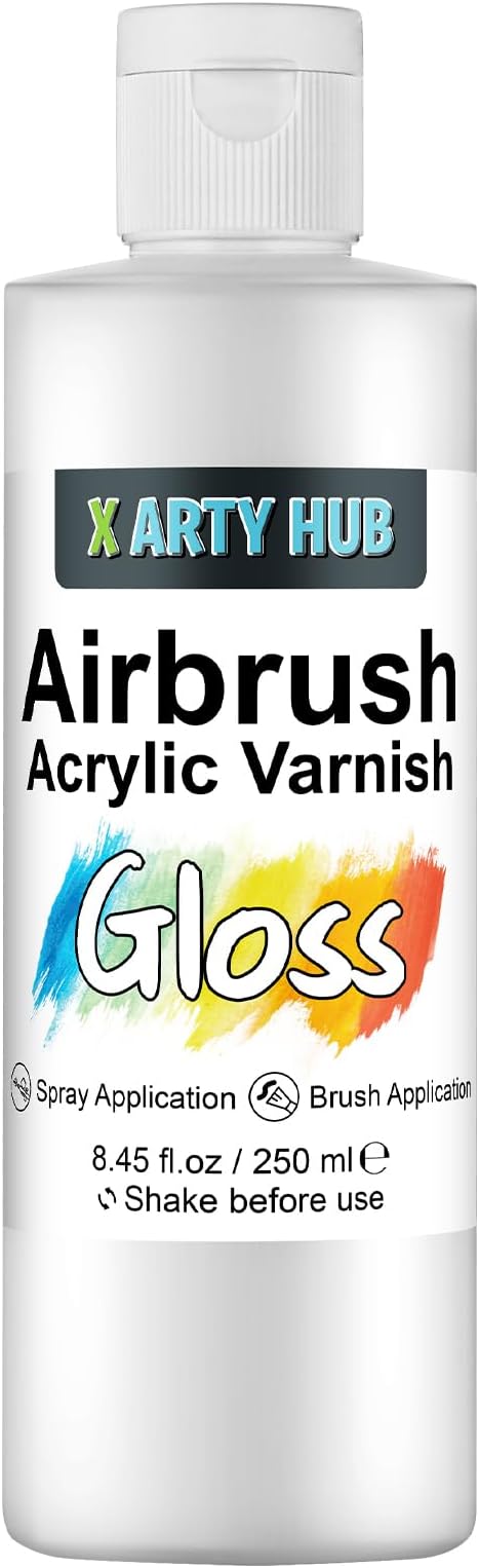 Acrylic Varnish Gloss 8.45 fl oz / 250 ml, Anti-Yellowing/Fading/Cracking Acrylic Paint Sealer, Waterproof, Stain & Moisture Resistant Coating, Brushable and Sprayable