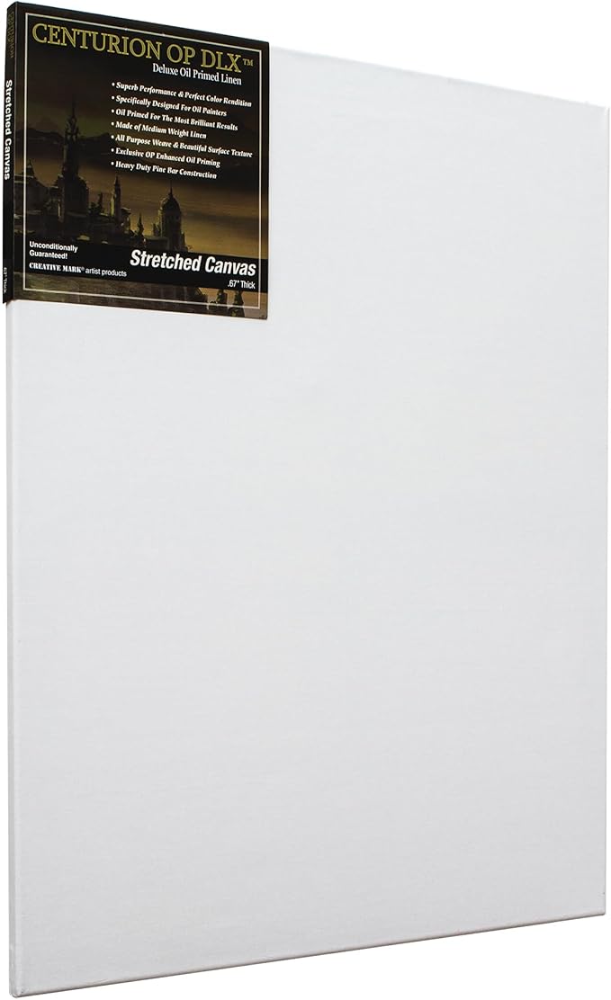 Centurion Deluxe Professional Oil Primed Linen Stretched Canvas, 11oz Linen, 24x48 - Box of 6, 0.67" Deep Canvases, Kiln-Dried Stretchers, Back Stapled, Premium Medium Weight Canvas for Oil Paintings