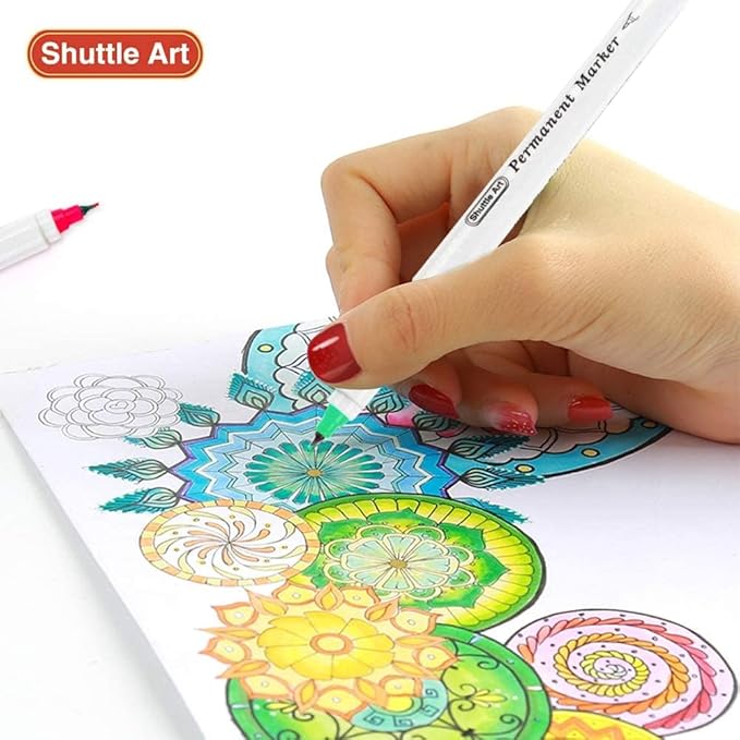 Shuttle Art Permanent Marker, 30 Colors Ultra Fine Point, Assorted Colors, Works on Plastic,Wood,Stone,Metal and Glass for Kids Adult Coloring Doodling Marking