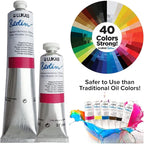 Lukas Water Mixable Oil Paint - Eco-Friendly, 37ml Grey, Black, White Set of 5, Solvent-Free Artist Oil Paint with Lightfast Pigments and Beeswax for Smooth Consistency, Water Soluble, Quick-Drying