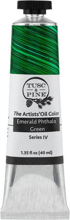 Tusc & Pine Artist Oil Paint - Emerald Phthalo Green, 40 ml, Non-Yellowing, Rich & Creamy Consistency, Maximum Pigment Load, Small Batch Milled Oil Paints Made in the USA for Professional Artists