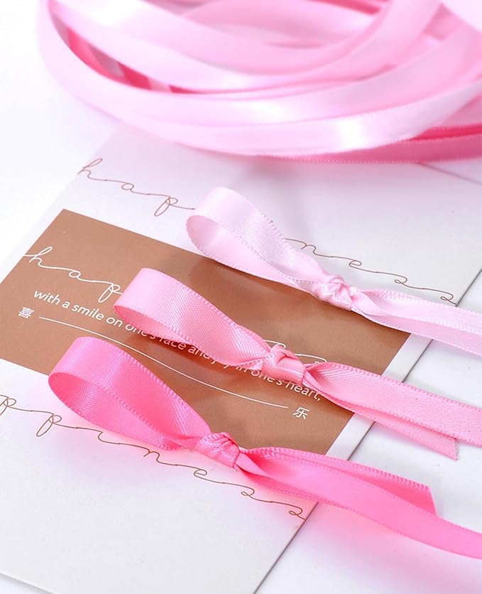 1/4" x 100 Yards Light Pink Polyester Satin Ribbon Single Faced Bulk Fabric Ribbons for Gift Wrapping, Crafting and DIY Projects, Hair Accessories, Tiny Bows