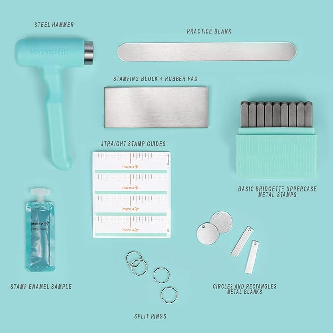 ImpressArt - Metal Stamping Kit, Includes All Essential Metal Stamping Tools for Jewelry Making and DIY Hand Stamping Custom Made Projects (Bridgette, Basic Kit)