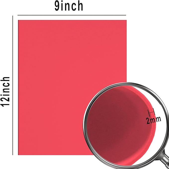 QIDIWIN EVA Foam Craft Sheets - 9x12 Inch 2mm Thick Versatile Non-Adhesive Foam for DIY, Cosplay, Scrapbooking, Classroom Projects - Durable, Flexible, Perfect for Crafting, 12 Pack(Red)