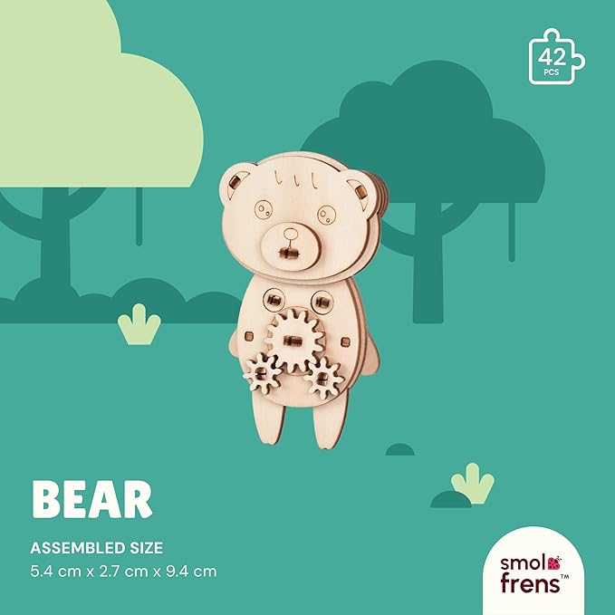 Wooden Animal Puzzles for Ages 8+, 5 Pack 3D Wooden Puzzles, STEM Kits for Kids & Adults, Wood Crafts Model Kits, STEM Toys, DIY Art Projects, Educational Gifts Toys, Party Favors - Woodland Frens