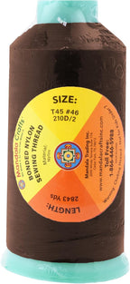 Mandala Crafts Bonded Nylon Thread Dark Brown Heavy Duty Sewing Threads - 2843 YDs Size 46 210D T45 Tex 45 Thread for Leather Jeans Weaving Outdoor Marine Upholstery Threads