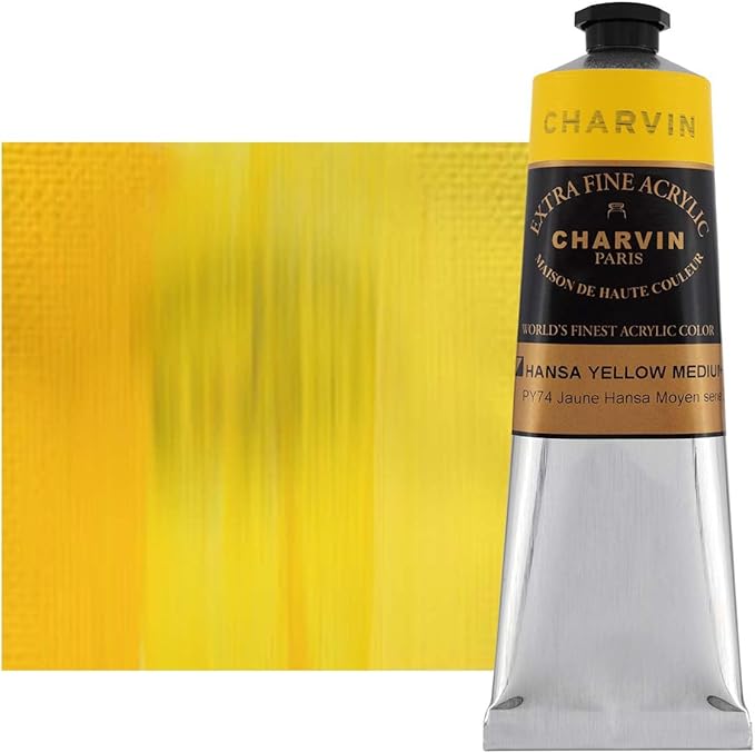 Charvin Extra Fine Professional Artist Acrylic Paint Colors, Nature Themed Hues, 150ml Hansa Yellow Medium