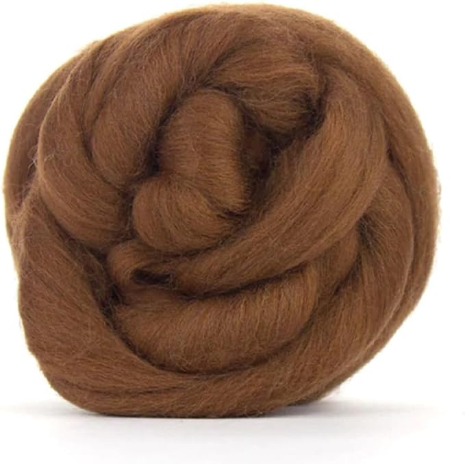 Revolution Fibers Merino Wool Combed Top | 1 lb Premium Wool Roving | 22 Micron, Best Merino Wool for Spinning, Tapestry, Needle Felting, Big Yarn Roving and Wall Hangings (Chocolate)