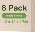 8 Pack Maple Plywood Sheets, 12 x 12 x 1/8 Inch, 3mm Plywood for Laser Cutting, Thin Unfinished Wood Sheets for Architectural Models, Wood Burning and DIY Crafts