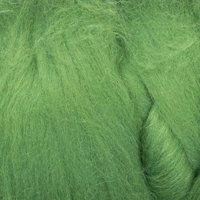 Colored Natural Wool roving, 8 OZ. Best Wool for Needle Felting, Wet Felting, handcrafts and Spinning. (Grass Green)