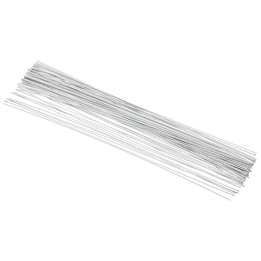 PATIKIL 18 Gauge 16" Floral Stem Wire, 100 Pcs Paper Wrapped Iron Artificial Flower Stem Accessories for DIY Bouquet Stem and Craft Decoration, White
