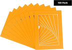 6x8 Mat for 8x10 Frame - Precut Mat Board Acid-Free Show Kit with Backing Board, and Clear Bags Orange 6x8 Photo Matte Made to Fit a 8x10 Picture Frame Matboard for Framing, Pack of 100 Mats