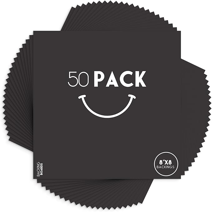 Golden State Art, 8x8 Uncut Photo Mat Matboard - Black Uncut Mats for DIY Projects, Presentation Boards, Art Crafts, Prints (50 Pack)