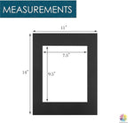 Mat Board Center, Pack of 10, 11x14 for 8x10 Black Color Mats - Bevel Cut, Acid Free, 4-ply Thickness, White Core - for Pictures, Photos, Framing