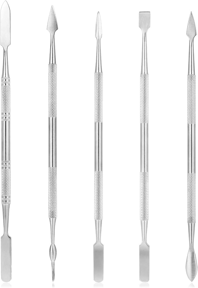 Clay Sculpting Tools, 5 PCS Stainless Steel Pottery Spatula Wax Carving Tools Set Double-Ended Polymer Clay Tools Kit for Modeling, Embossing, Sculpting and Shaping Miniatures