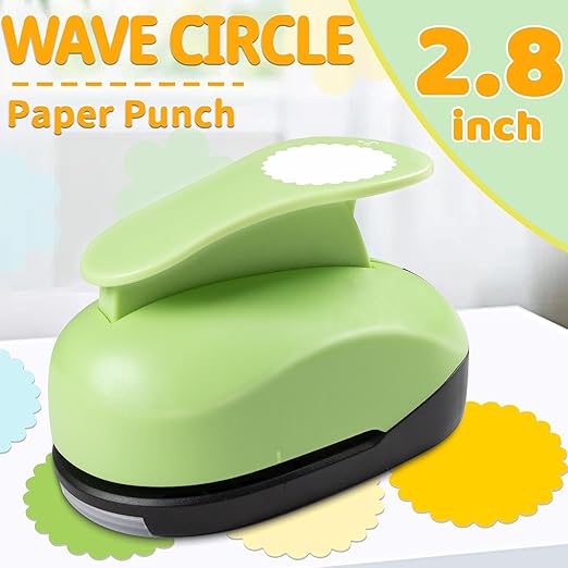 Scalloped Circle Punch, Scalloped Circle Paper Punch, ScallopedHole Punches, Wave Circles Craft Punches, 2.8 Inch Hole Puncher Shape, Wave Circles Puncher for Paper Crafts Scrapbook Card Making