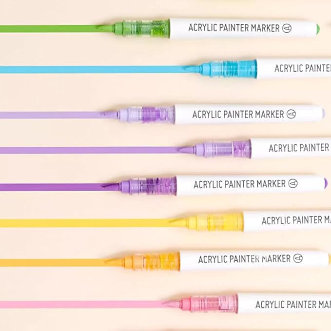 Water Based Acrylic Paint Markers, 9 Colors Acrylic Paint Pens Set with Soft Brush Tip, Marker Pen for Rock Painting, Egg, Wood, Glass, Paper, Acrylic Painter Ink (Warm Yellow Series)