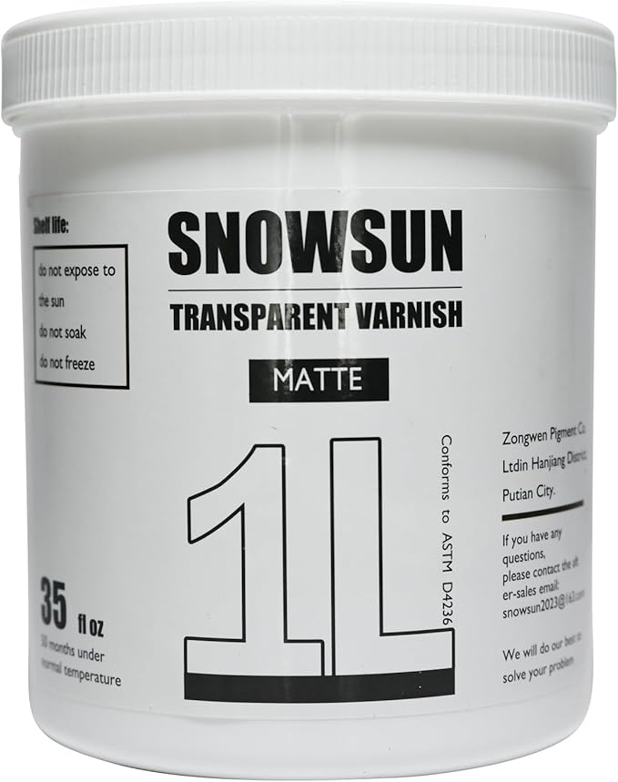 SNOWSUN Matte Varnish for Acrylic Painting, 1L Professional Acrylic Artist's Varnish, Matte Finish, Non-Yellowing, Non-Toxic, Suitable for Artists, Hobby Painters & Kids