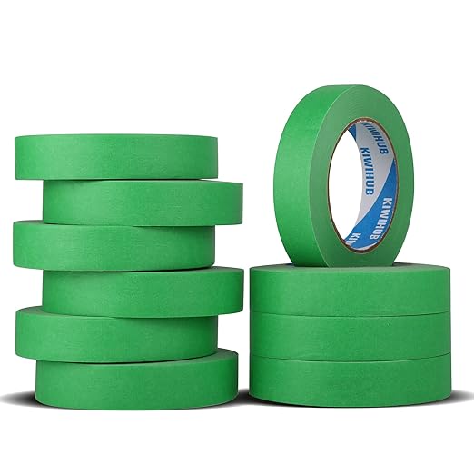 Green Painters Tape,1 inch x 60 Yards x 10 Rolls (600 Yards Total) - Medium Adhesive Masking Tape for Painting,Labeling,DIY Crafting,Decoration and School Projects