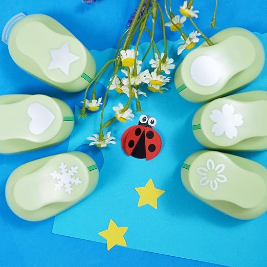 UCEC Paper Punches for Crafting, Hole Punch for Kids, 1 Inch Craft Hole Punch Shapes, 6PCS Star Heart Flower Punch Kids Hole Puncher Shape Cutters for Crafts for School Crafting & DIY Projects