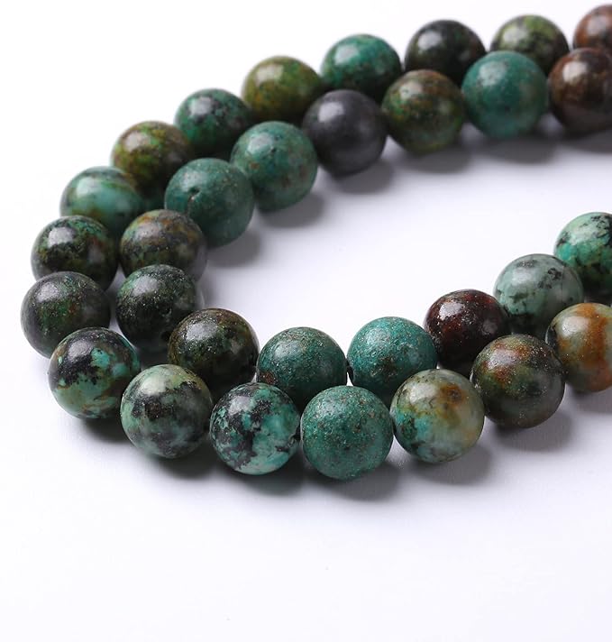 12mm 32pcs Natural African Turquoise Stone Beads for Jewelry Making Round Loose Gemstone Beads DIY Bracelet Necklace Earrings