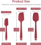 U-Taste Silicone Spatula Set: 600ºF High Heat Resistant, Seamless Food Grade Flexible Rubber Kitchen Cooking Mixing Baking Scraper for Nonstick Cookware Set of 3 (Red)