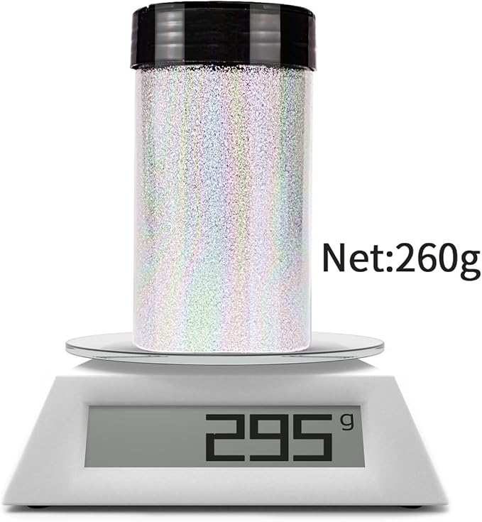 Holographic Fine Glitter for Epoxy Resin DIY Craft,ANGXILIN High Capacity 260g Shaker Bottle Fine Glitter for Nail Art Face Body Make Up,Tumblers Earrings Jewelry Making Fine Glitter (Laser Gold)
