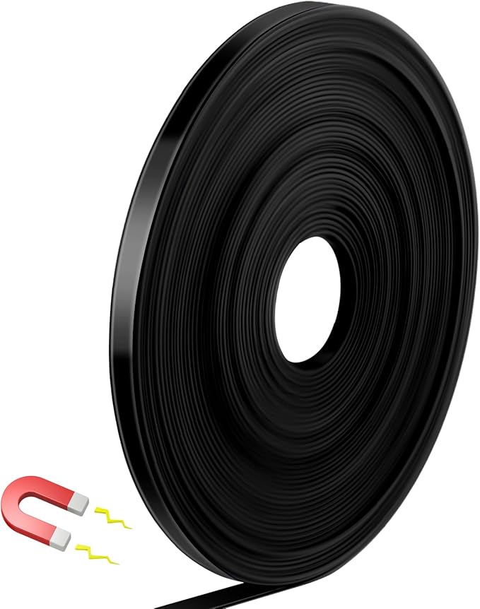 Magnetic Tape Roll Thin Strips, 0.39 Inch x 33 Feet Magnetic Board Dividers Whiteboard Graphic Decorative Tape Marking Line for Classroom Office Art Accessories(Black)