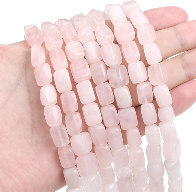 Natural Rose Quartz Cuboid Stone Loose Semi Gemstone Beads for Jewelry Making 8mmx12mm 38cm/Strand