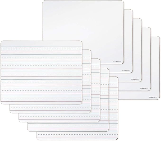 U Brands Dry Erase Lap Boards, Double Sided, Small White Board, 9" x 12" Inches, 10 Count