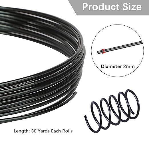 12 Gauge Aluminum Craft Wire, 2mm×30Yards Bendable Metal Craft Wire for Bonsai Plant Stand, Doll Skeletons, Wire Sculpture, Jewelry Making and Home Decorations (Black)