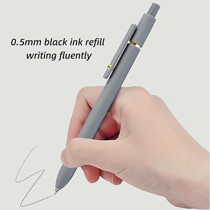 Gel Pens, 6 Pcs 0.5mm Fine Point Smooth Writing Pens Cute Pens, High-End Series Black Ink Pens for Journaling Note Taking, School Office Supplies for Women Men (6 Pcs Gold Morandi)