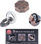 Brain Teaser Puzzle for Adults Puzzles Metal Hole Lock Adult Educational Toy Games for Adults Teens Educational Toy Gift (Bronze)