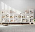 IOTXY Open Cube Low Bookcase - 3-Tier Freestanding Storage Display Cabinet Organizer with Legs for Home Office, 11-Cubes Open Shelf Short Bookshelf, White