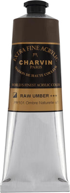 Charvin Extra Fine Professional Acrylic Paint - Raw Umber, 150ml Tube, Triple-Milled, Lightfast Pigments, Open Stock Artist Acrylic Paints in Nature-Inspired Hues