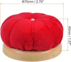 HARFINGTON Wooden Base Needle Pincushions Japanese Style Pin Cushions Round Pin Cushion Needle Holder for Sewing Quilting Needlework DIY Crafts, Red