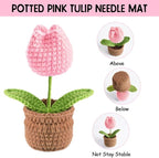 Tulip Pin Cushion, Handmade Knitted Pincushions, Cute Pin Cushions Needle Holders for Sewing Quilting Accessory, DIY Crafts or Patchwork Decor.Flowerpot Design Pink Tulip