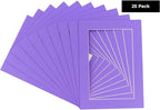 5x7 Mat for 8.5x11 Frame - Precut Mat Board Acid-Free Light Purple 5x7 Photo Matte For a 8.5x11 Picture Frame, Premium Matboard for Family Photos, Show Kits, Art, Picture Framing, Pack of 25 Mats