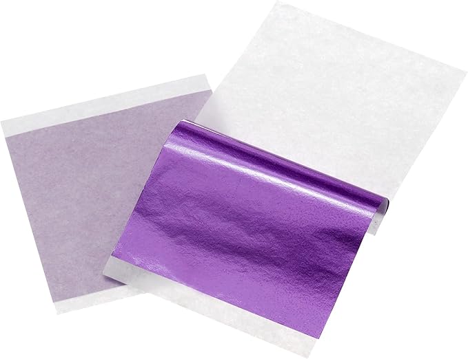 uxcell 100pcs Leaf Sheets, 3.5" x 3.5" Foil Sheets Paper Sheets for DIY Crafts Painting Nails Resin Furniture Decoration(Dark Purple)