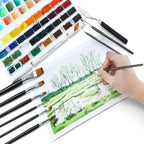 Transon Paint Brush Kit 10pcs Art Brushes and 1 Paint Spatula with Brush Case