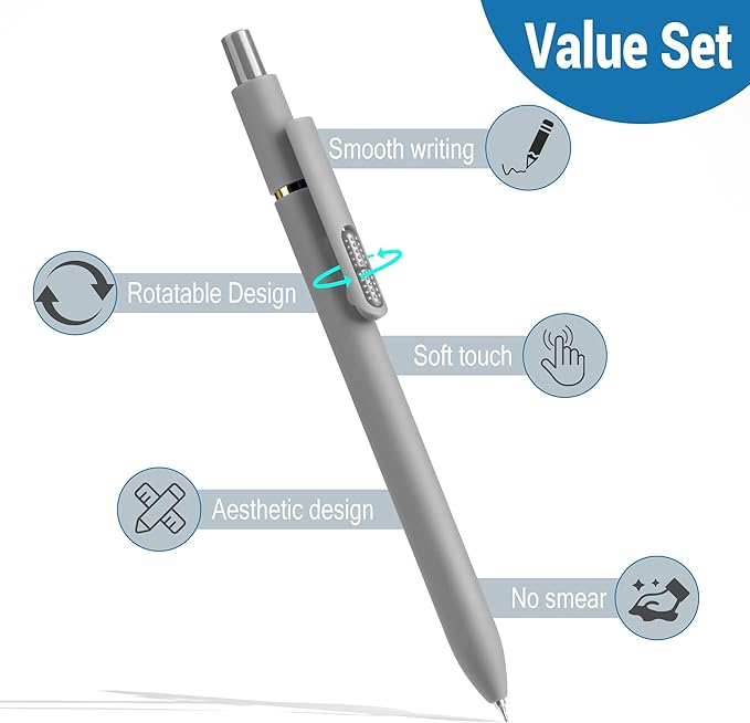 inkipen- 8 Pack Pens, Gel pens Black Ink, Fine Point(0.5mm),Quick-Drying Smooth Writing,School and Office Supplies