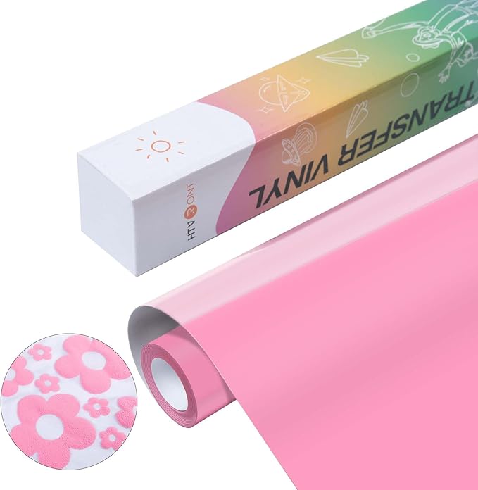 HTVRONT Puff Vinyl Heat Transfer -10" x 6ft Light Pink 3D Puff Heat Transfer Vinyl Foaming Colorful Puffy Iron on Vinyl for T-Shirt- Pink Puff Htv Vinyl for Compatible with Cricut Cutting Machine