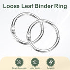 PATIKIL 0.8" x 1" Loose Leaf Binder Rings, 30 Pcs Metal Book Rings Nickel Keychain Ring for Paper Index Cards Flash Card Notebook Rings Office Home Book Binder, Silver Tone